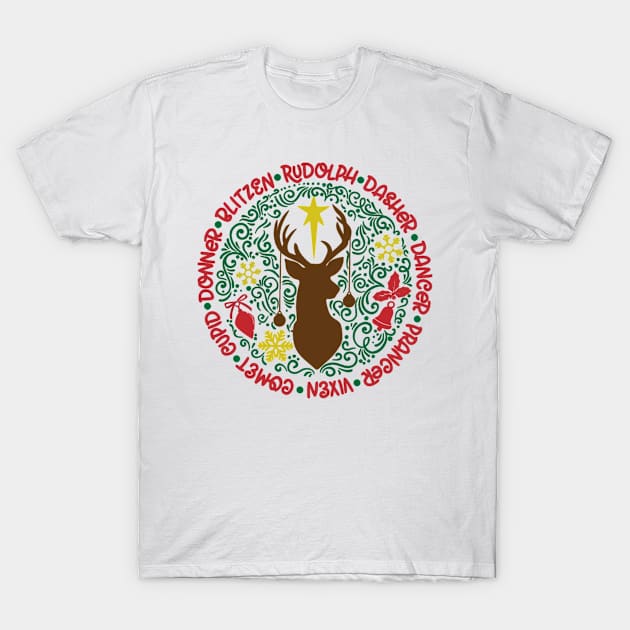 Reindeer Names T-Shirt by the kratingdaeng